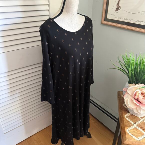 GARNET HILL Dress Womens Large Black Jersey Knit Geometric Casual Travel Fall - Picture 4 of 13